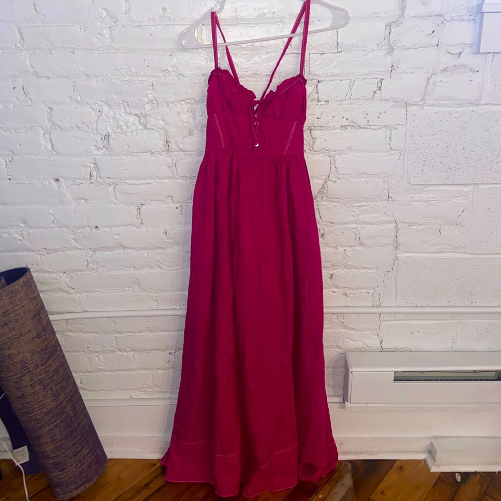 Magenta along urban outfitters dress with open back